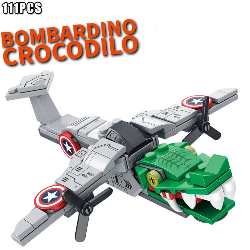 Nieuwe Italiaanse Brainrot Dieren Tung Tung Sahur Bouwstenen Tralalelo Tralala SharkBricks Speelgoed Cadeau voor Kinderen Kids