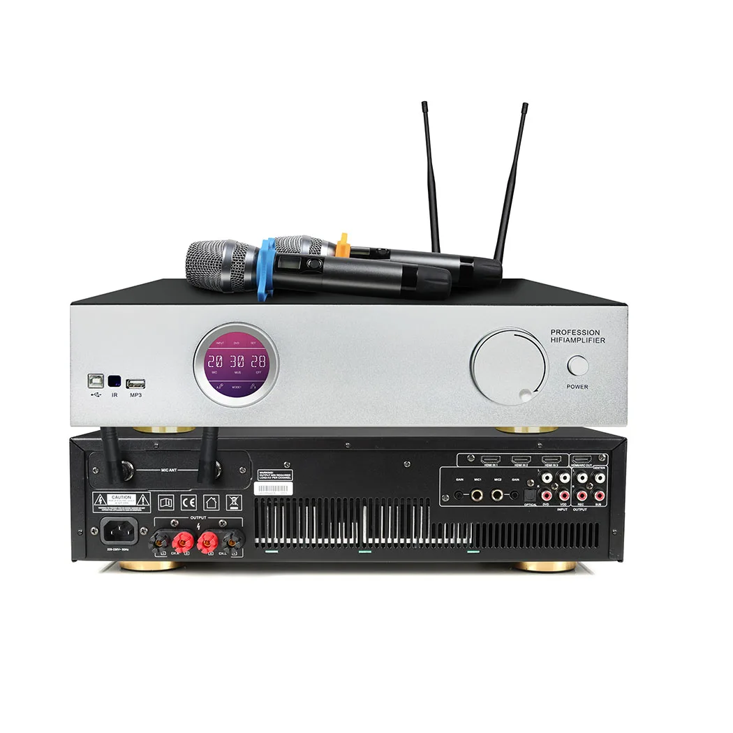Berase DK-450 3 in 1 Multifunction DSP Digital Front Stage Karaoke Microphone Amplifier Reverberator Professional Sound System A