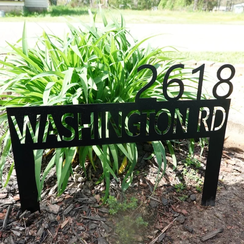 Custom Metal Address Stake,Address Sign with Stake,Personalized Garden House Number Sign,Front Porch Decor,Lawn Mounted Metal