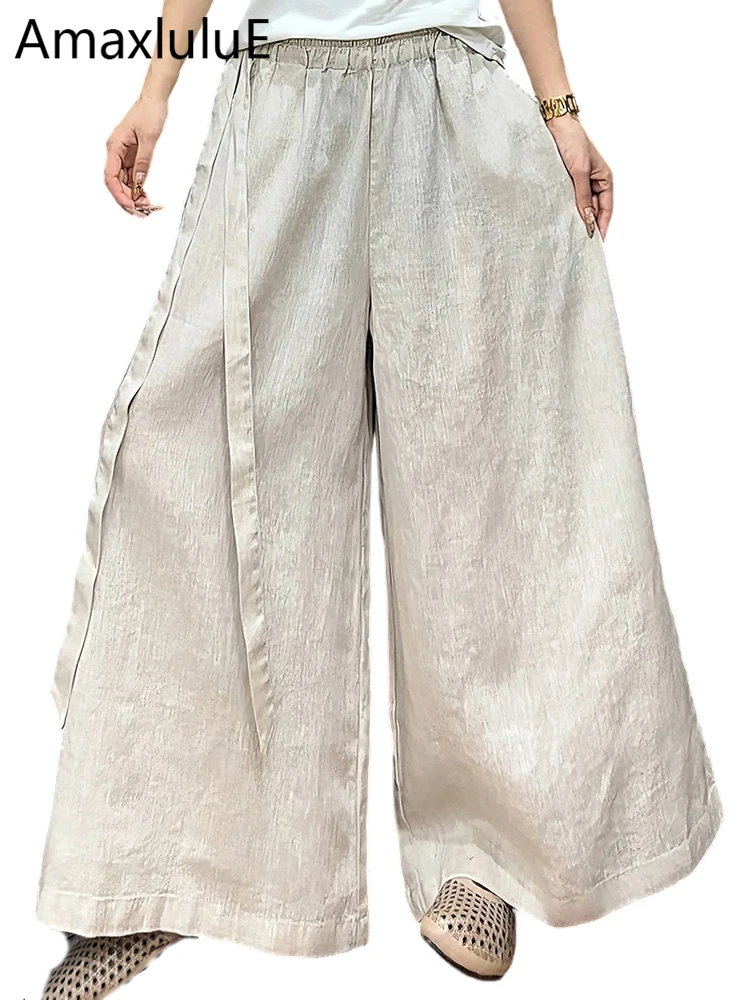

Amax LuluE 2026 Korean Design Vintage Pants Ladies Fashion Loose Classic Soild Clothes Womens Leisure Elegant Wide Leg Trousers