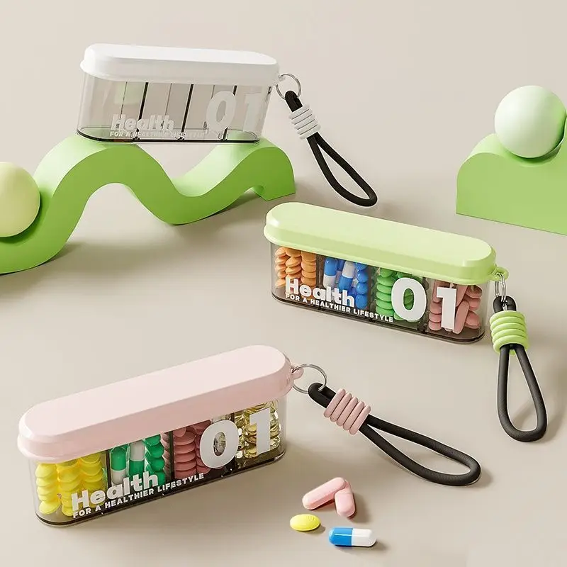 

Small Pill Case, Portable Pill Organizer, Pill Container for Pocket 4 Compartments, Daily Compact Travel Medicine Holder