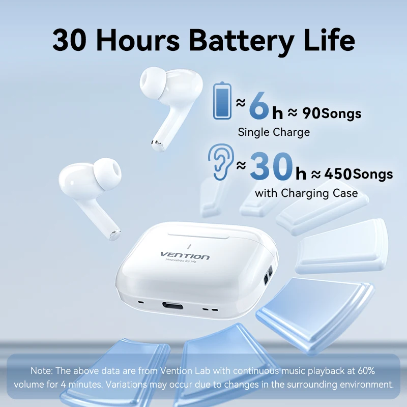 Vention ECHO LITE E11 블루투스 이어폰 블루투스 5.4 HiFi TWS 진정한 무선 이어폰 헤드폰 스테레오 스포츠 이어 버드 (마이크 포함)