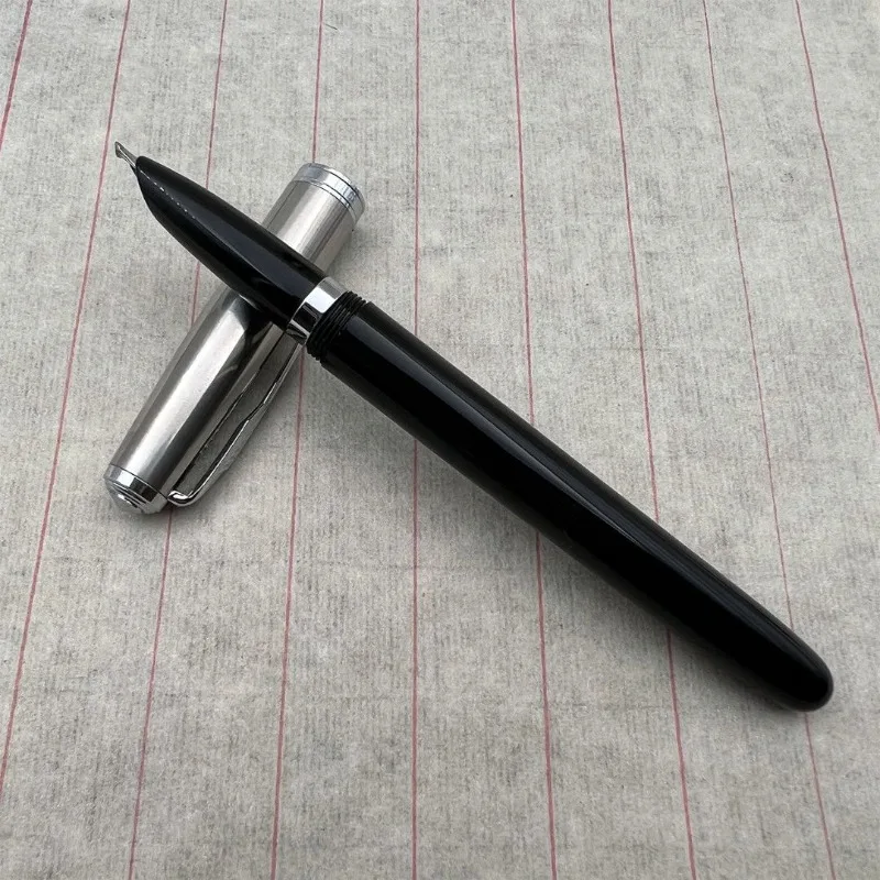 BALAOYE Handmade Double-layer Dark Pointed Fountain Pen with Unique Black Design and Ink Absorber 3.0mm Nib Calligraphy Pen Gift
