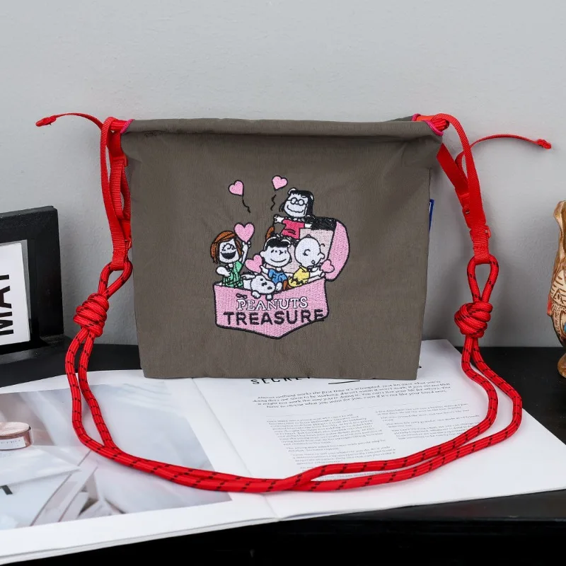 YOUMAI Snoopy Eco Friendly Bag Folding Mini Embroidered Shopping Bag Portable Shoulder Bag (Including Shoulder Straps)