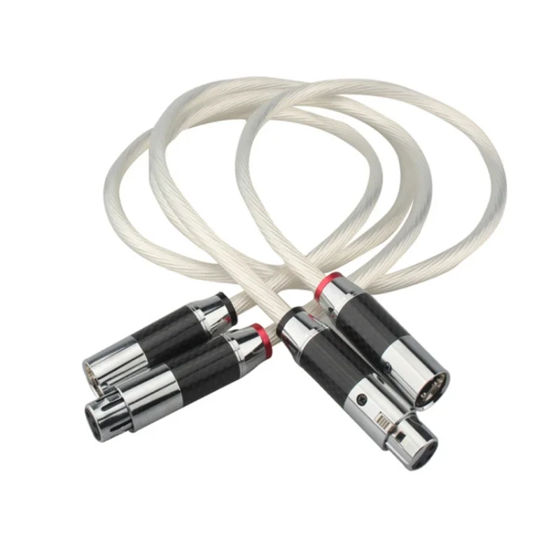 

Pair XLR Balanced Cable 5N OCC Silver Plated Copper HiFi Audio Interconnect Line Carbon Fibre Plug