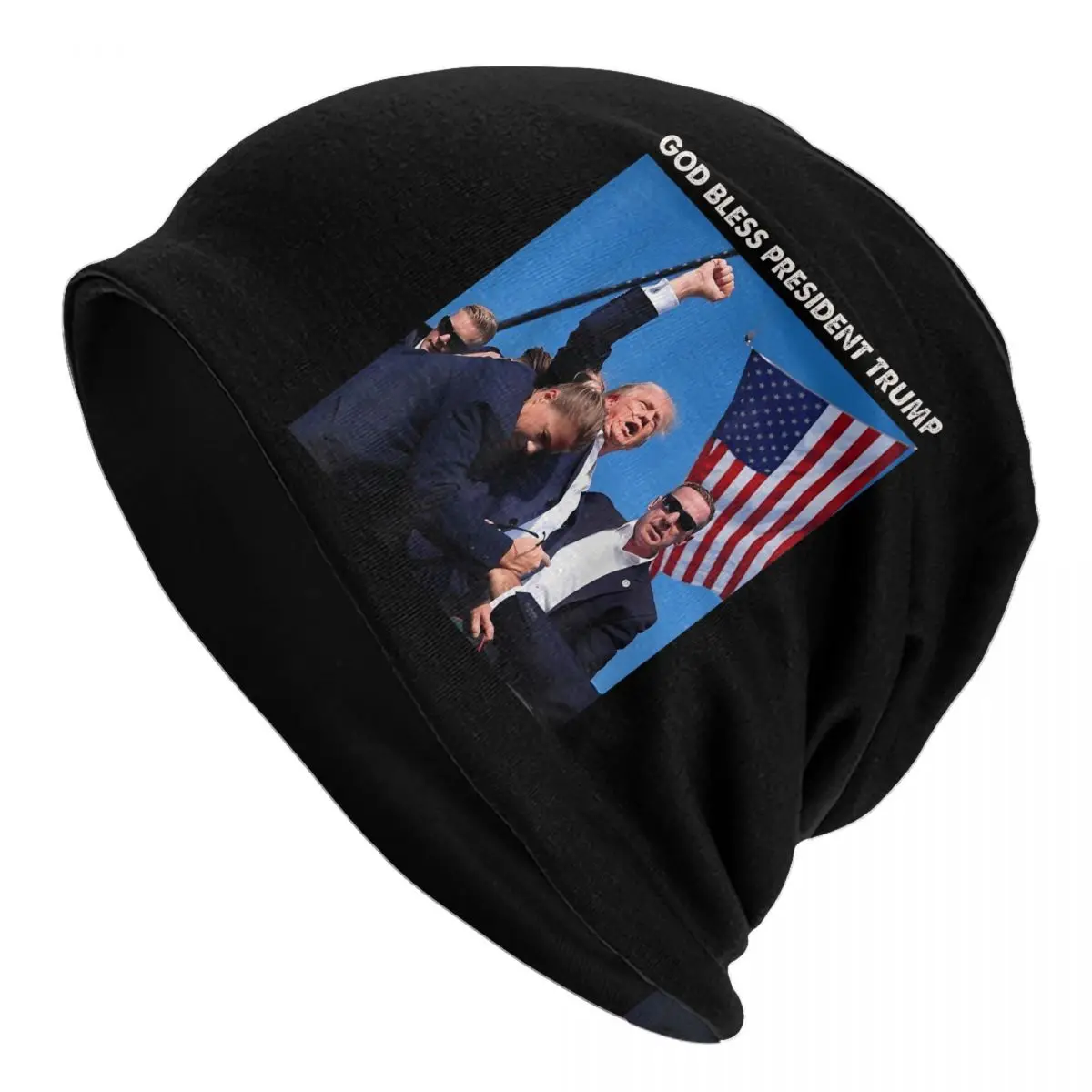 God Bless President Trump - Shooting At Donald Trump Rally Beanie Hats Hip Hop Caps Men Women Hippie Knit Hat