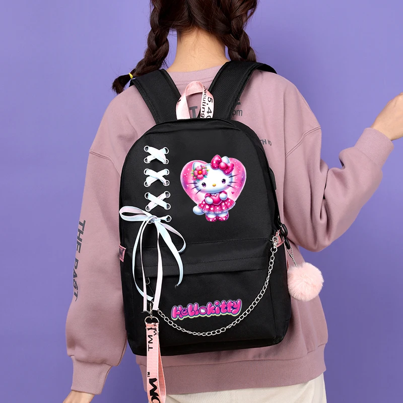 Hello Kitty Backpack Girls Boys Student School Cartoon Mochila Escolar Back To School Anime Backpack Anime Bags Childr Bookbas