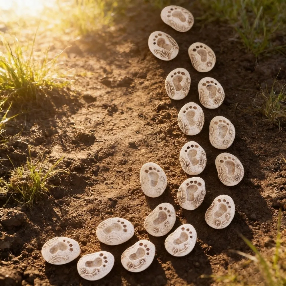 20PCS Resin Footprint Stepping Stones Small Decorative Footprint Paving Stones Realistic Texture Potted Footprint Ornament