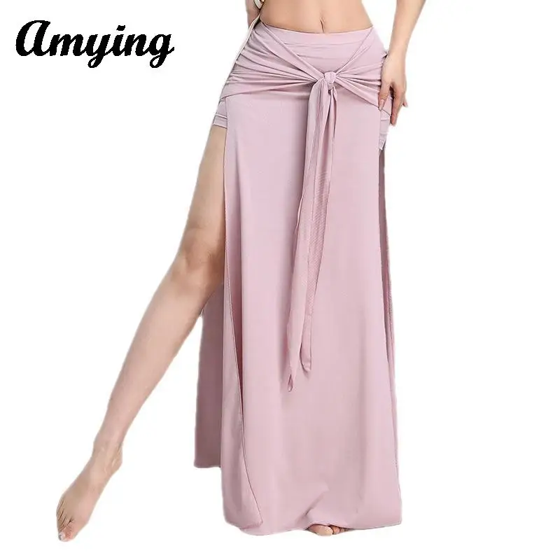 

Ladies Sexy Belly Dance Split Long Skirt Women Performance Practice Training Clothing Oriental Dance Elegant Slim Half Skirt