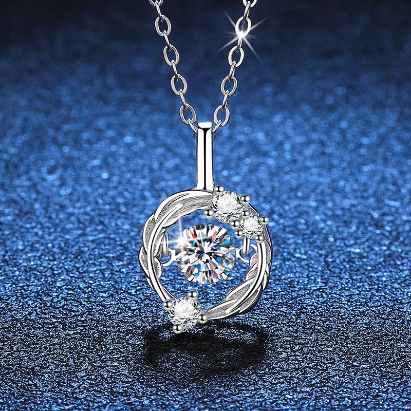 TFGLBU collana Moissanite scintillante da 0,5 ct per donna ciondolo classico con diamante taglio brillante scavato in argento Sterling 100% 925