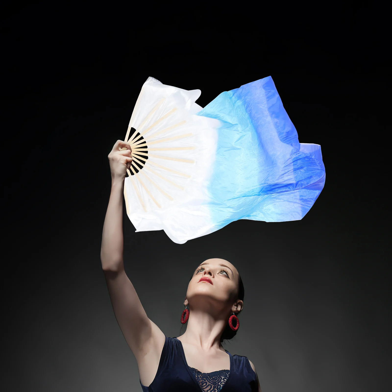 2 uds. Abanicos de danza del vientre de seda degradada de 2m abanicos de mano largos para mujeres accesorios multicolores plegables accesorios Yangko