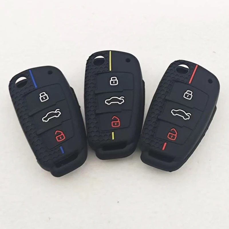 

1 шт. роскошный силиконовый чехол для ключей для Audi A4 B7 A6 C6 4f 8v A3 8p A1 A3, аксессуары, автоматический держатель для ключей с 3 кнопками