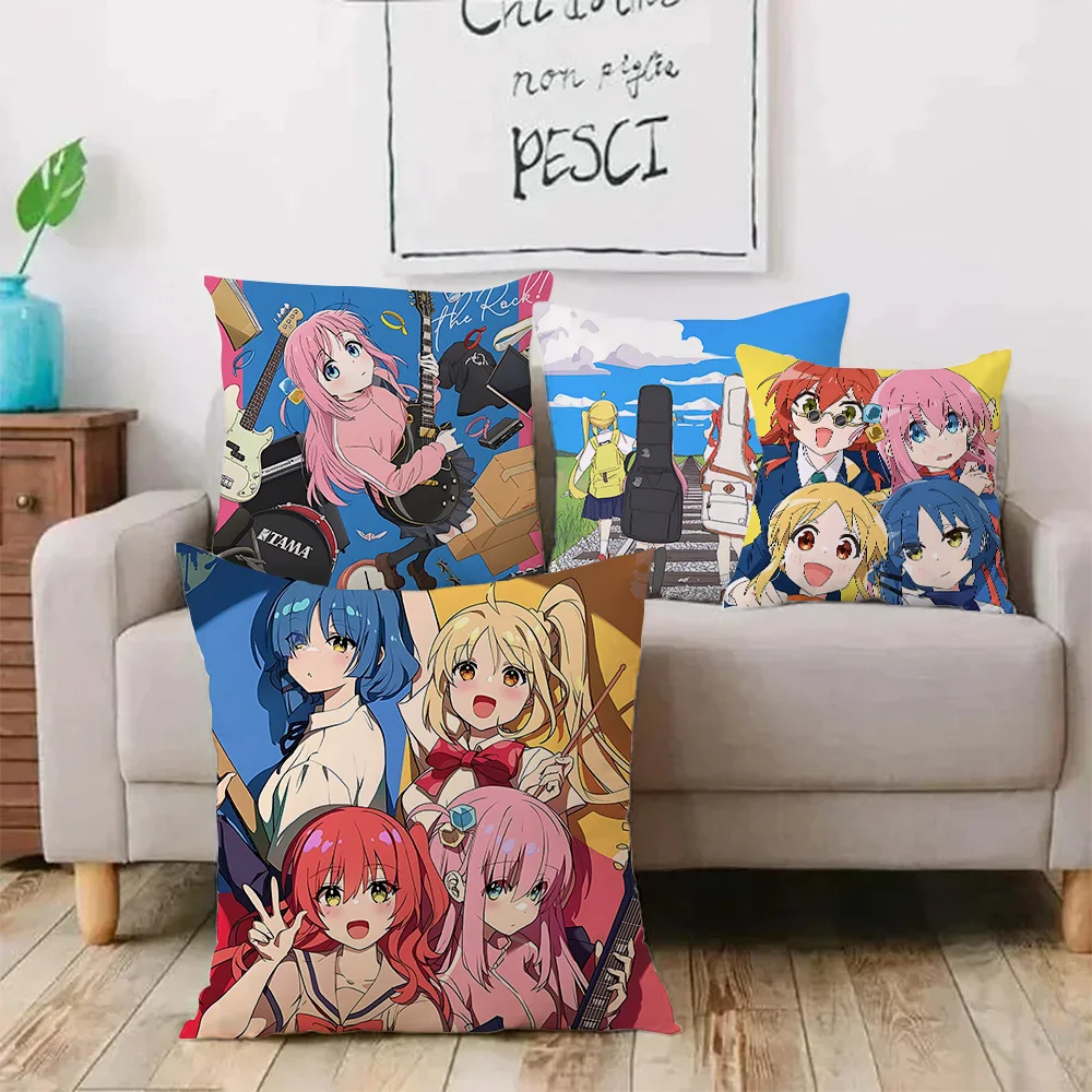 Hot Anime Bocchi the Rocks Pillow Covers Cartoon Sofa Decorative Home Double-sided Printing Short Plush Cute Cushion Cover