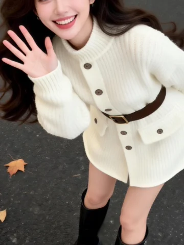 Koreański sweter z dzianiny, wysoki kołnierz, wyszczuplający, piękny, unikalny, modelujący talię, ort, zimowy, miękki, ciepły, długi rękaw.