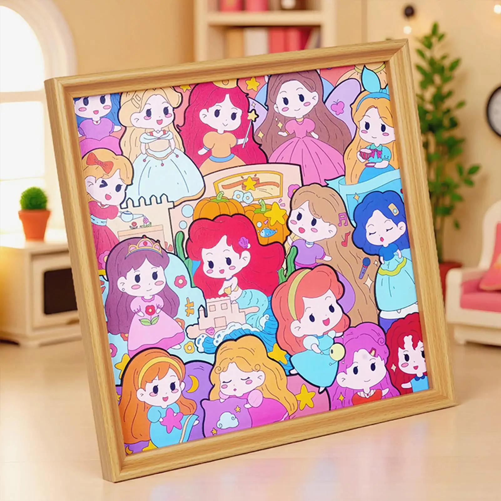 กรอบภาพปริศนาไม้ ของเล่นเสริมพัฒนาการ ระบายสีได้ ตัวต่อจิ๊กซอว์ลายการ์ตูน สำหรับเด็กชาย เด็กหญิง ใช้ได้ที่บ้าน เดินทาง และห้องนอน