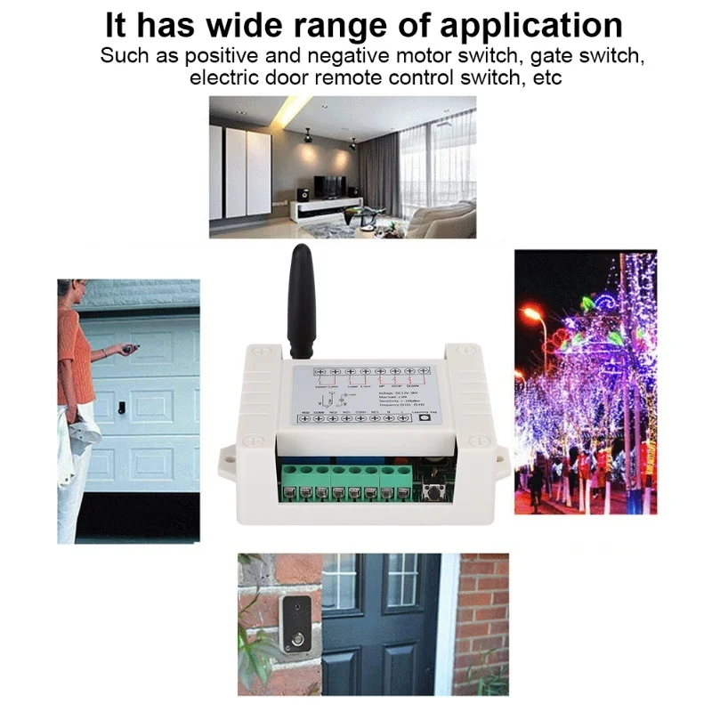 Controle remoto sem fio 2ch motor dianteiro e reverso portão de estrada porta elétrica dois interruptores controlador