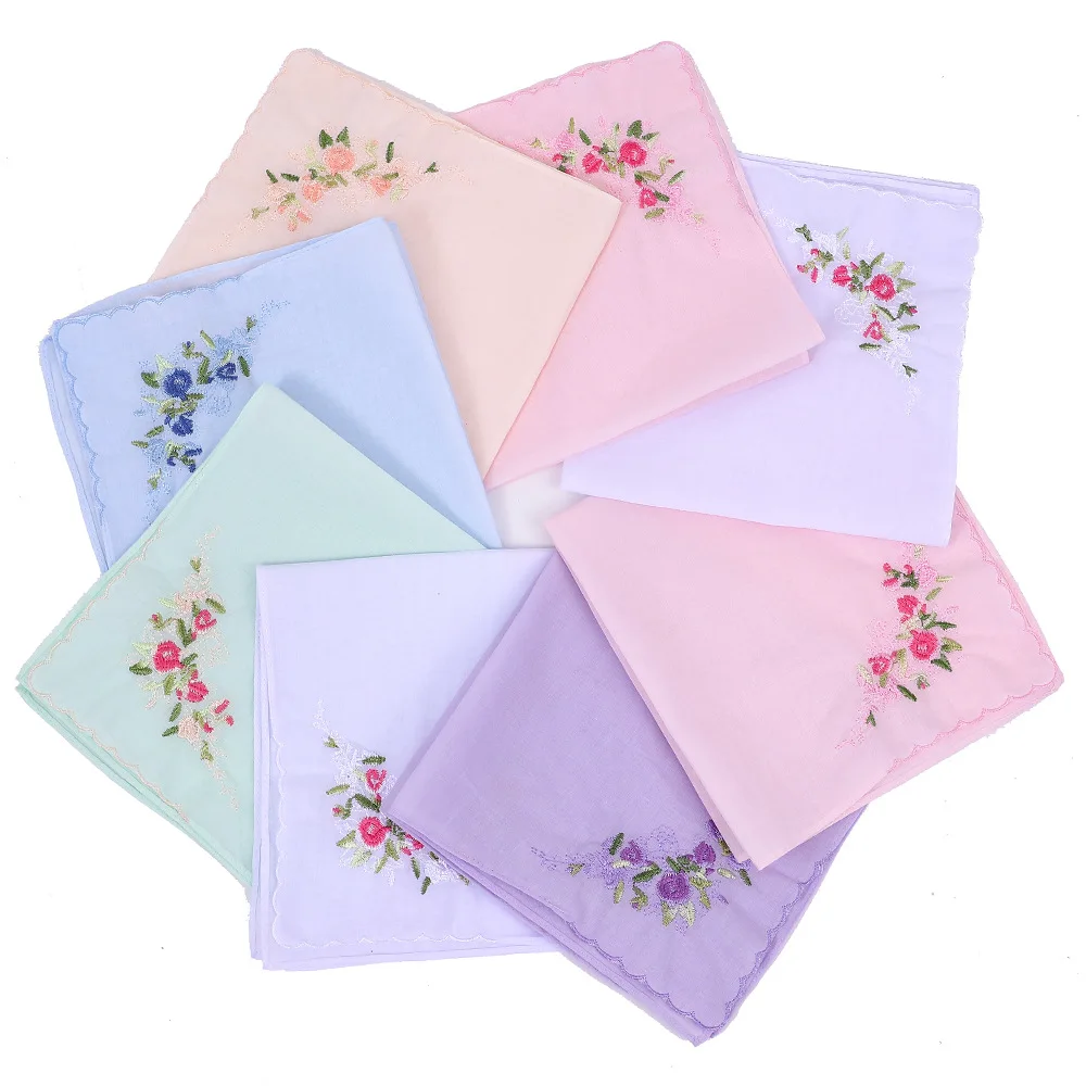 Pure Cotton Embroidery Handkerchief Embroidery Female Japanese Cotton Ladies Tea Towel 35cm Combed