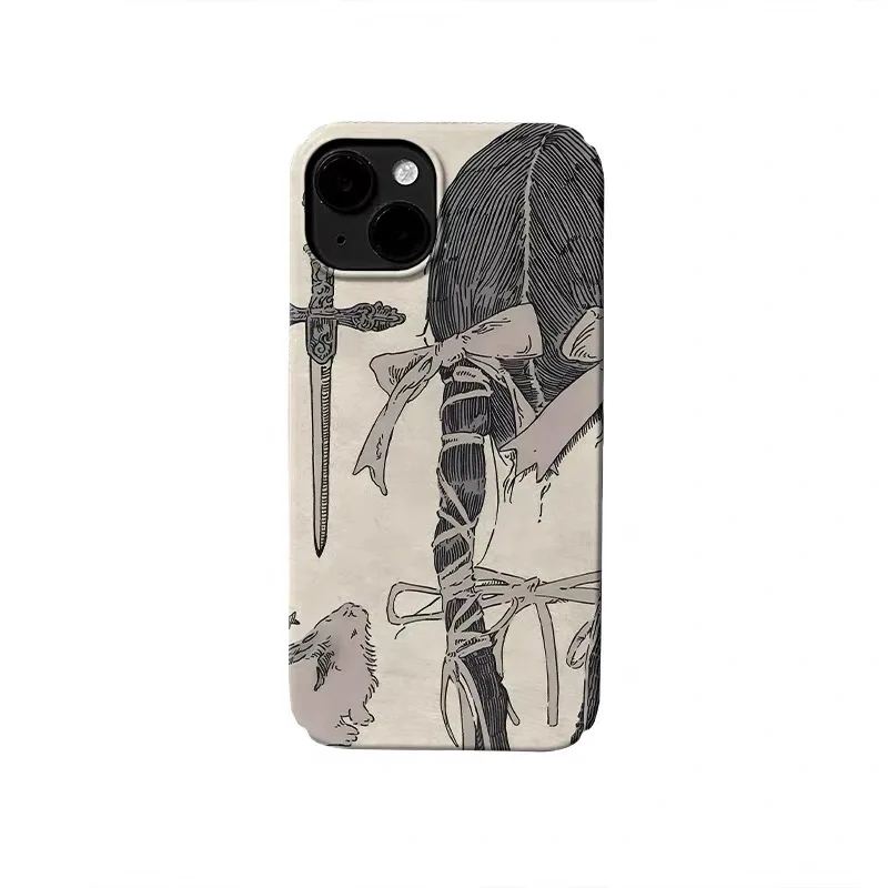 

Pencil Wind Ponytail Rabbit Sword Case for IPHONE 17 16 ProMax 15 14 Plus 13 12 MINI 11 PRO 16Plus XR XS MAX Acrylic Phone Cover