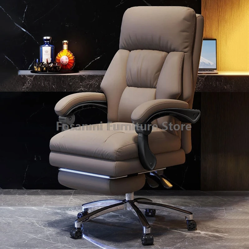 Cadeira de escritório com almofada de látex respirável, confortável, couro, com apoio de braço, cadeira de computador, casa, gamer, cadeira de mesa giratória ajustável