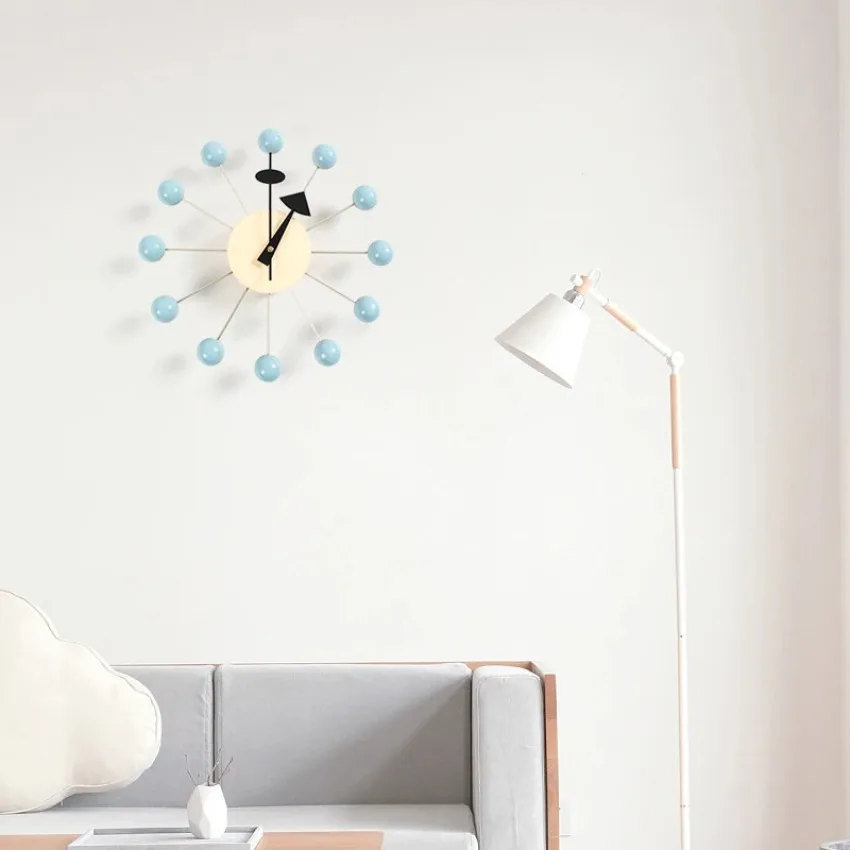 Quiet Round Ball Wood Wall Clock Home Decor Modern Design 3D Clocks for Living Room Decoration Accessories with Import Movement