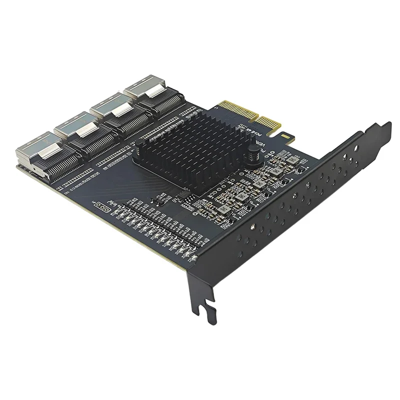PCI Express X4 إلى 4 منافذ MiniSAS SFF-8073 بطاقة التوسعة الناهض PCIE إلى 16 منفذ SATA 3.0 6Gbps تحكم LT8638 رقاقة لسطح المكتب