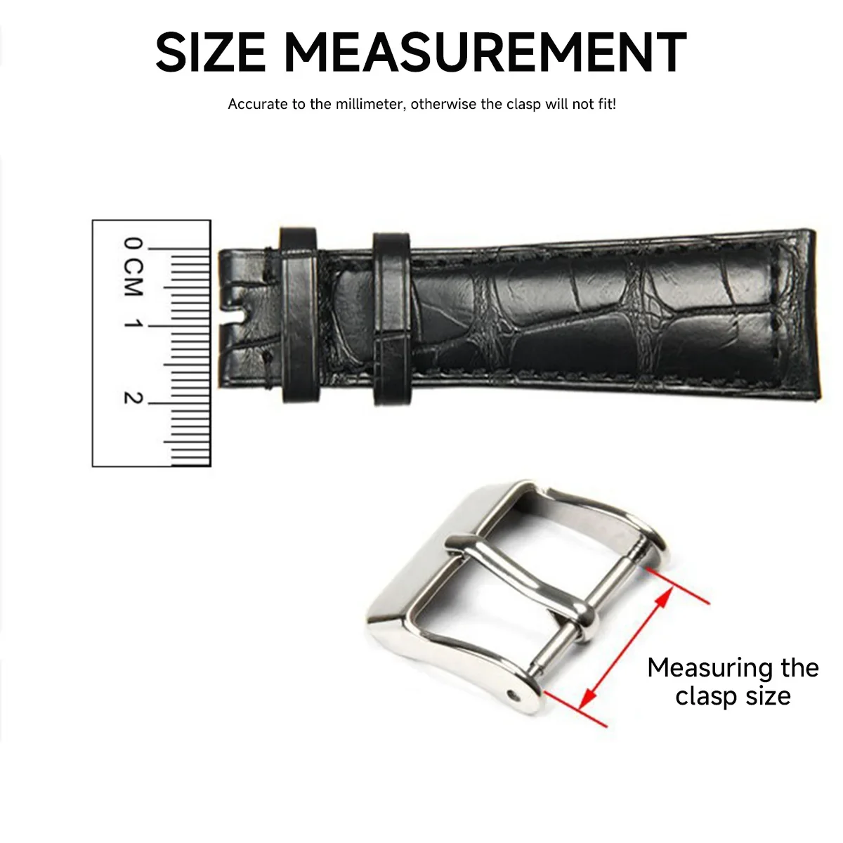Watch Band Metal Buckle 10 14 16 18 20 22 24mm Strap Solid Square Button Silver Black Gold Stainless Steel Matte Polished Clasp