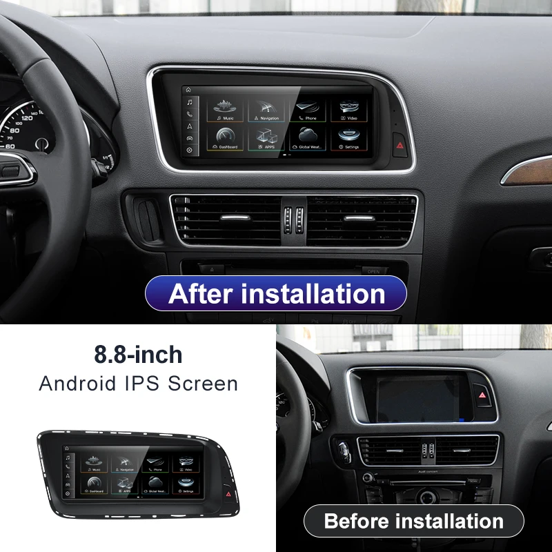 STWEI Qualcomm Snapdragon 680 6225 2.4GHz Wireless CarPlay Android13 Auto For AUDI Q5 Car Multiledia Players Video GPS Bluetooth