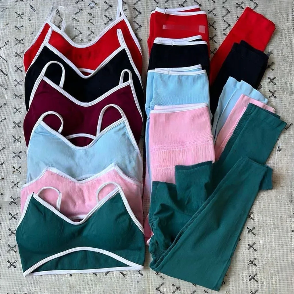 

2Pcs Women's Gym Yoga Set Seamless High Waist Leggings Sports Bra Top Workout Outfit Fitness Activewear Running Training Clothes