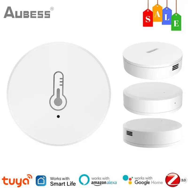 

Aubess Tuya Smart Zigbee Temperature And Humidity Sensor Smart Home Hygrometer Detector work with Home Assistant need Zigbee hub