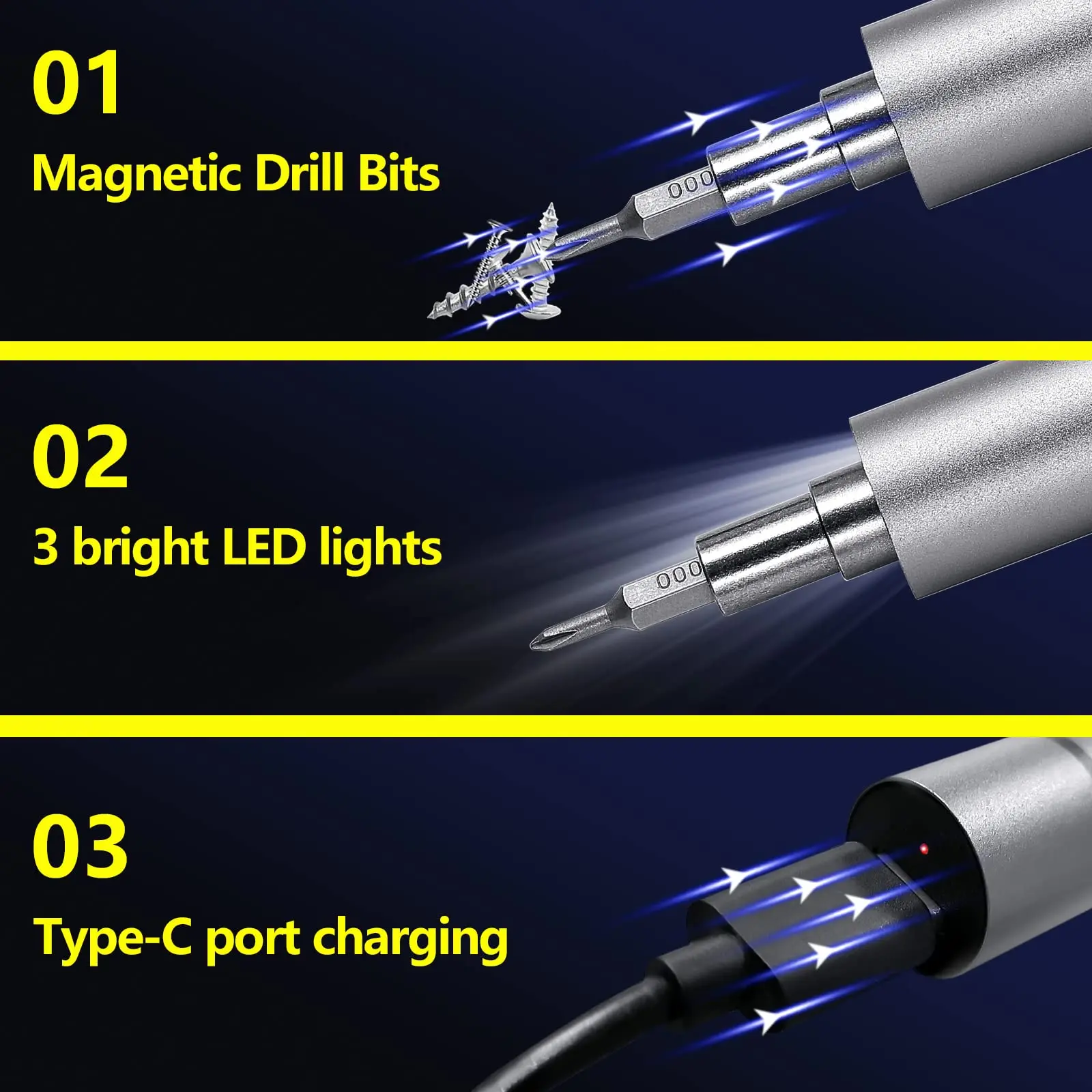 Chave de fenda elétrica sem fio Wowstick, lítio recarregável, LED Power, Repair Tool Kits, Original, 1F Plus Pro, 64 em 1