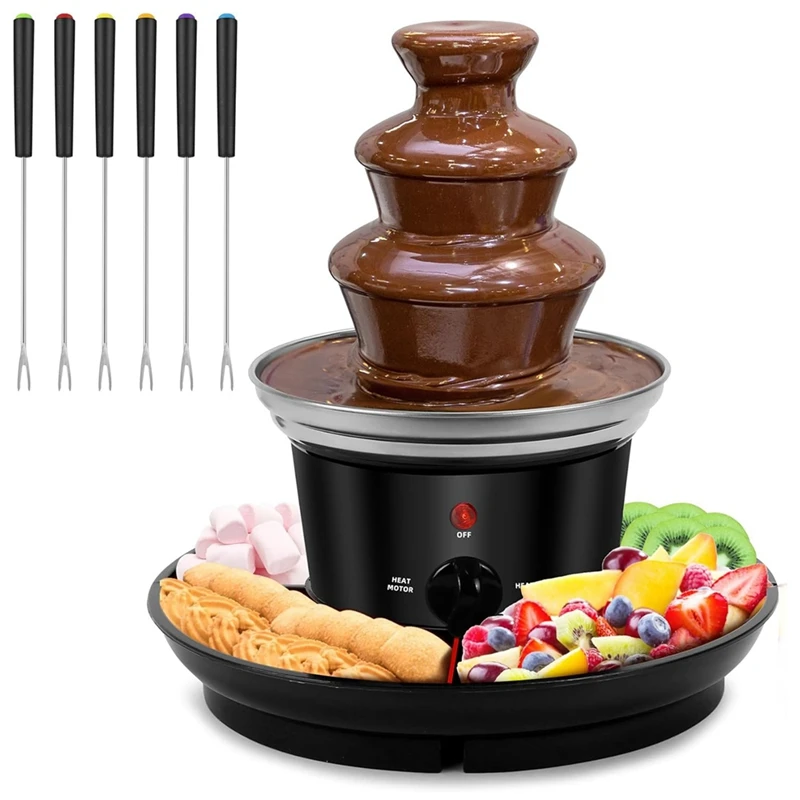 

Three Layer Chocolate Fountain Machine Electirc Chocolate Fondue Set Detachable Mini Nostalgia Melting US Plug