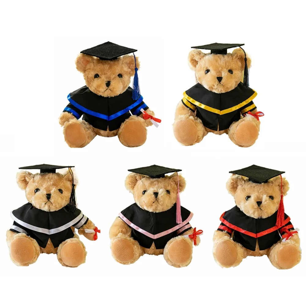 学士帽子ドクターキャップ卒業クマ人形かわいいアカデミックドレス学士クマぬいぐるみソフトぬいぐるみクマ動物人形