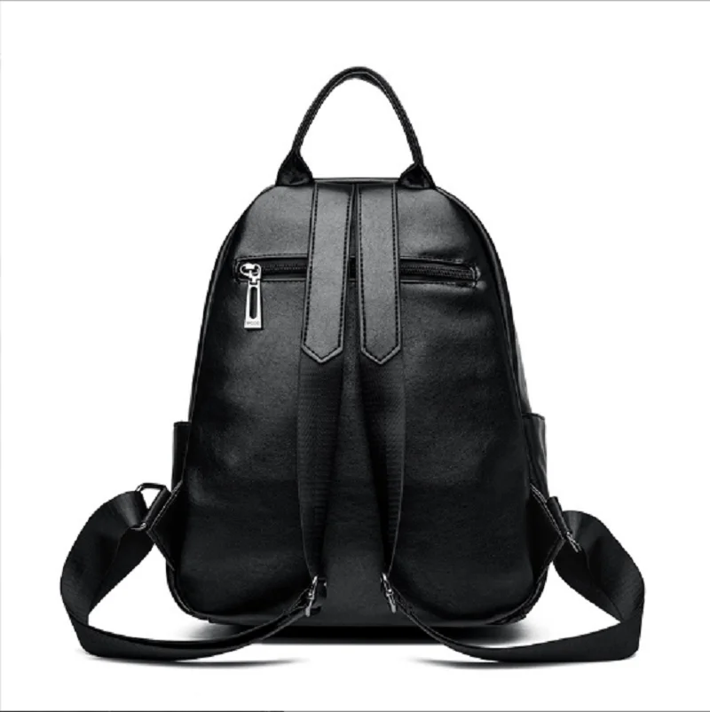New Women's Fashion Vintage High Quality Leather Double Zipper Shoulder Bags Totes Large Capacity Travel Backpacks School Bag