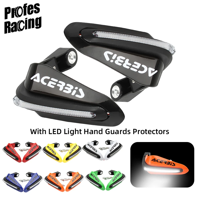 

Motorcycle LED Light Handlebar Hand Guards 1 Pair LED Hand Guards Protectors for ATV Motocross Dirt Bike 22mm 28mm Handlebars