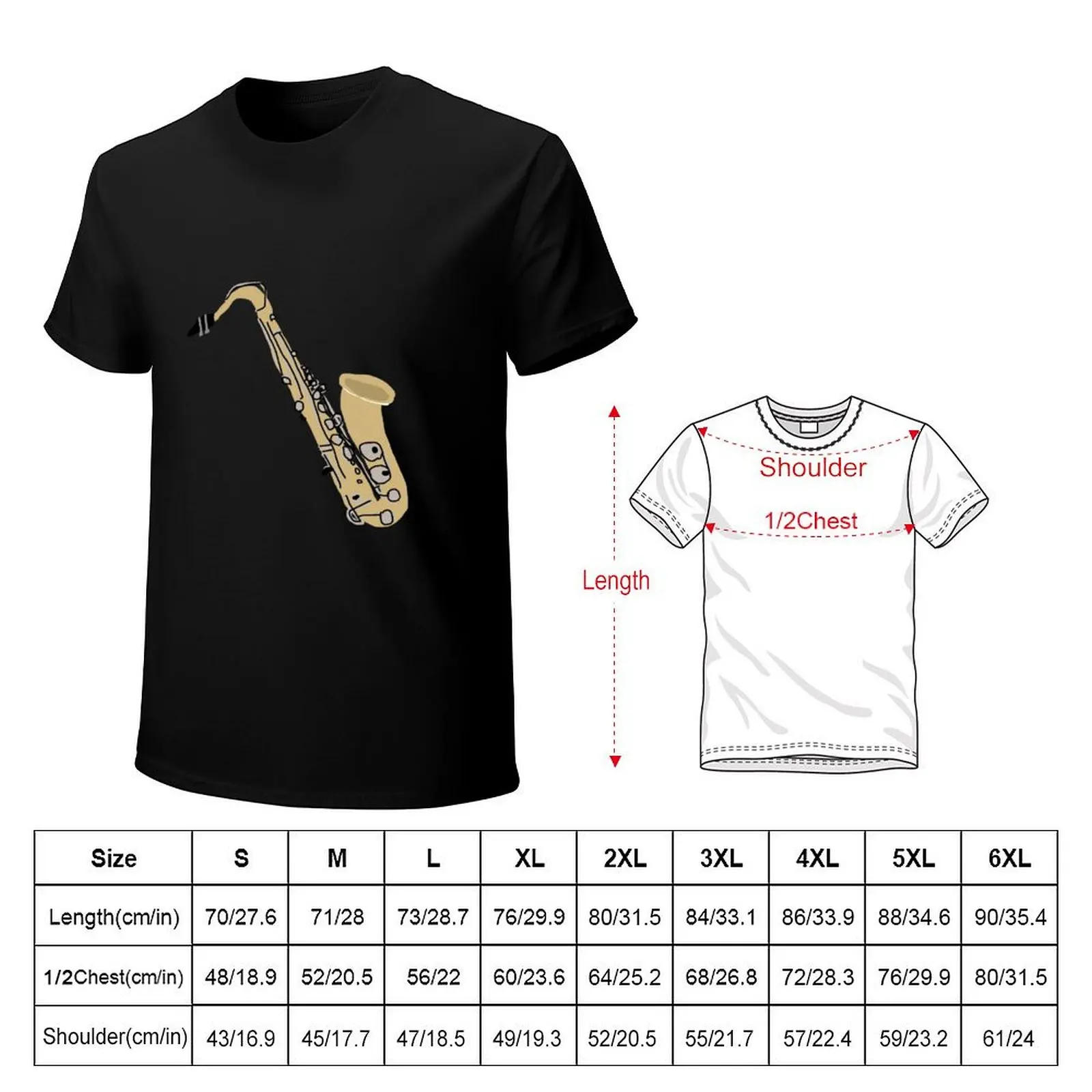 Tenor Saxophone Jazz Band Blues T-Shirt Basic Plain Short Sleeve Crew Neck Tee