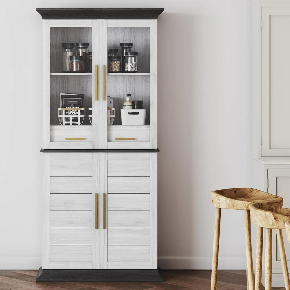 

72" High Storage Cabinet with Adjustable Shelves and Drawers, Freestanding Cabinet with Ample Storage Space