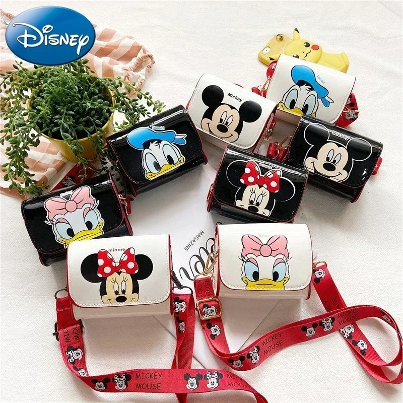 Disney 2024 New Girl's Fashion Shoulder Bag Mickey Cute Mini Crossbody Bag Children's Wallet Minnie Mickey Cartoon Side Bag