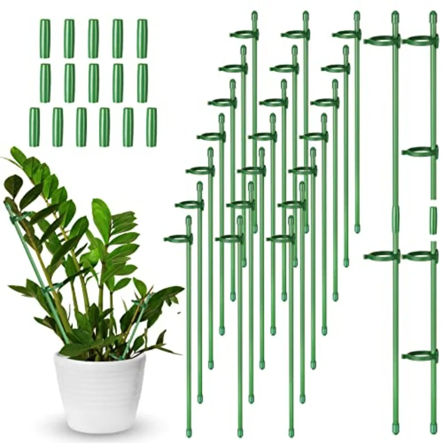 30 Pcs 12 Inch Adjustable Plant Support Stakes for Indoor Outdoor Garden Orchid Stick Single Stem Plant Cage Support Rings with