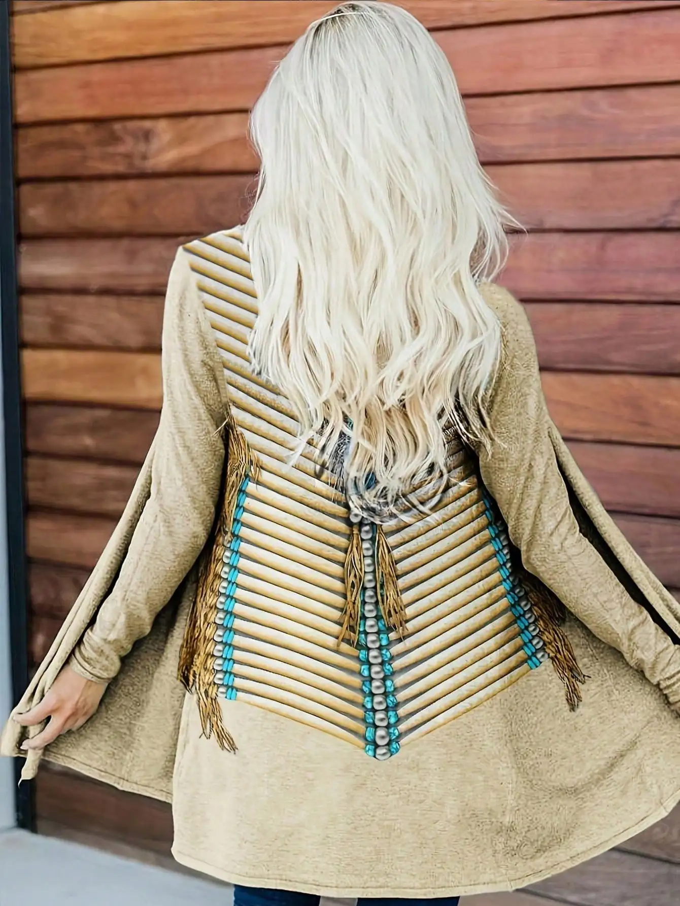 

Женская куртка-накидка с принтом в стиле вестерн