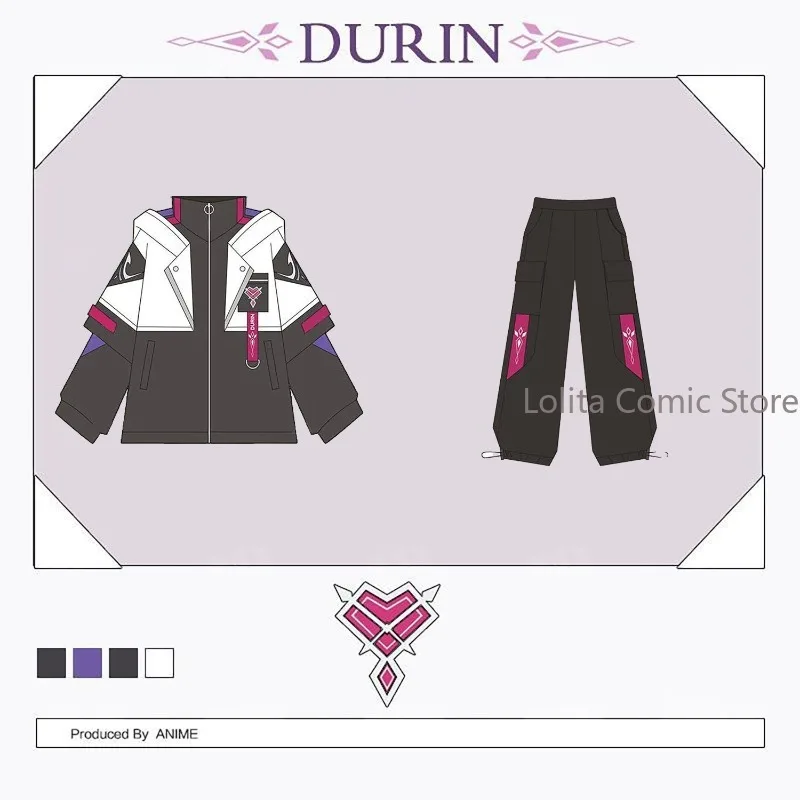 

Cosplay Sets genshin impact durin Fanmade Doujin Clothes Set Long Sleeve Sweatshirt windbreaker coat Cargo Pants Skirt Girl Gift