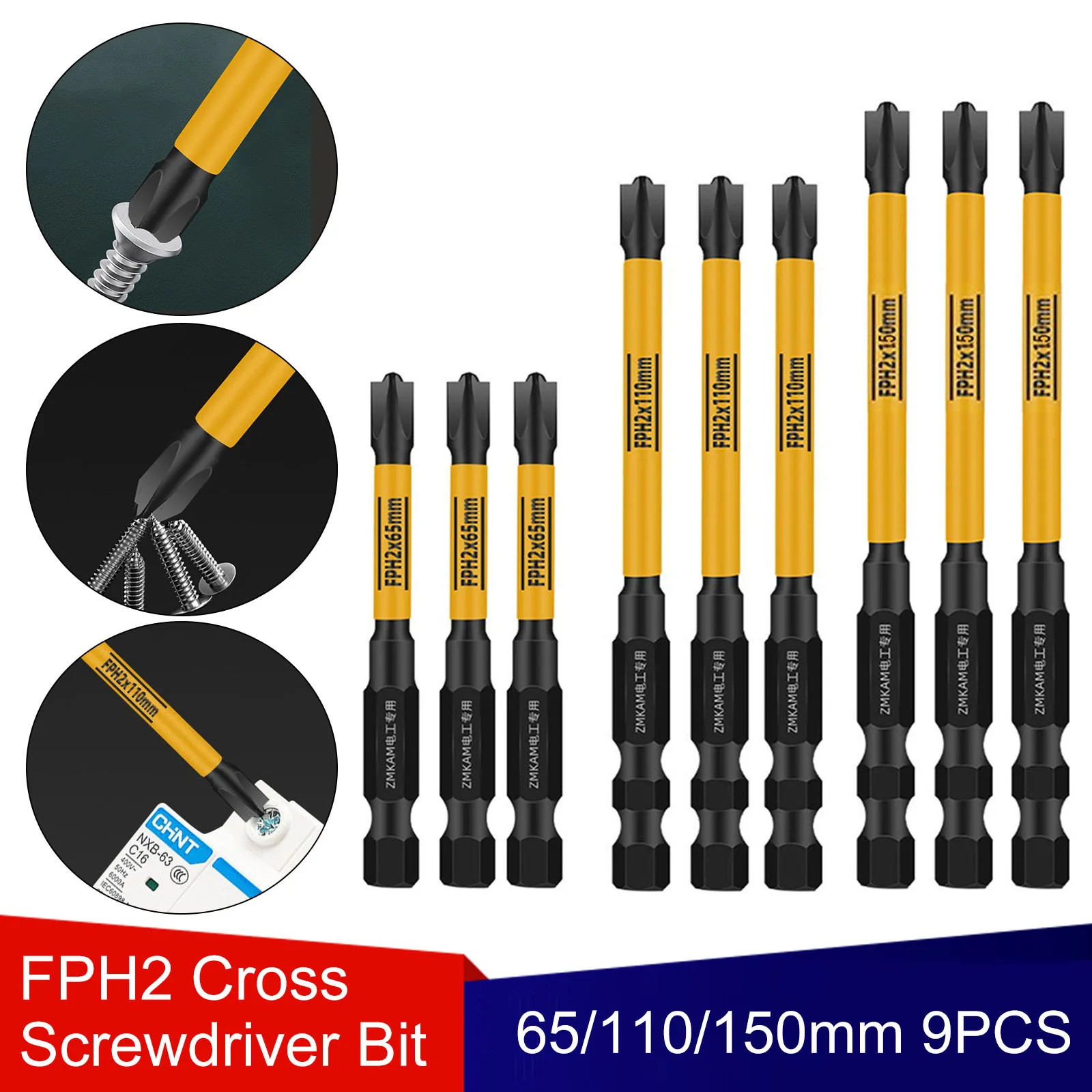 FPH2 cacciavite speciale magnetico incrociato Bit 65/110/150mm avvitatore elettrico a percussione per interruttori automatici utensili elettrici per elettrico