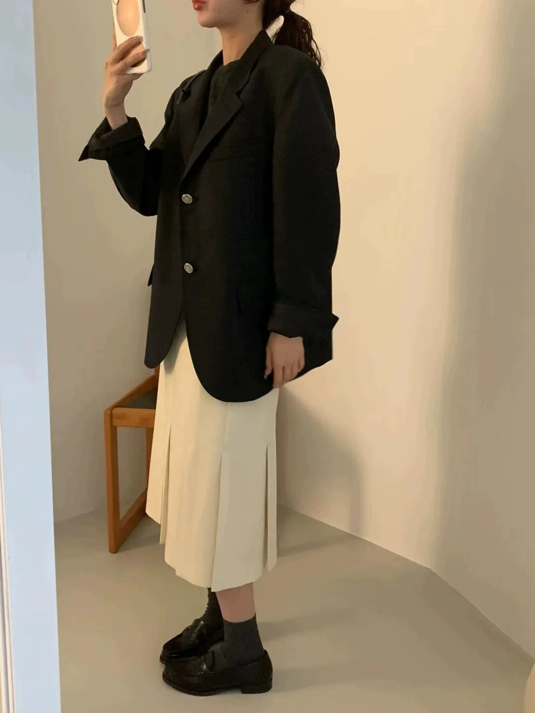 عارضة البيض المنزل الرجعية Sle زر واحد الربيع دعوى Jaet 25 سنة المرأة Faionable لون نقي طويل Sve