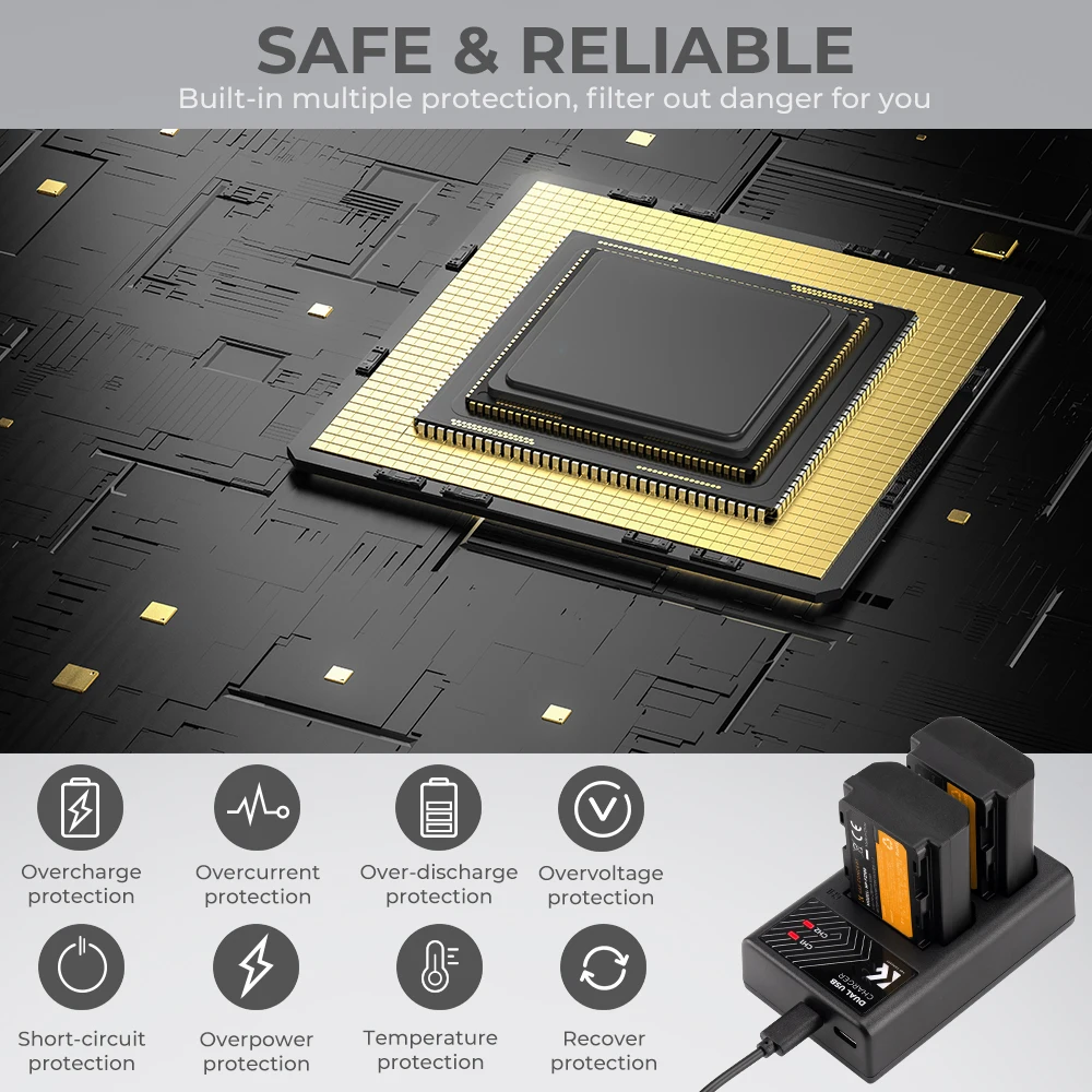 K&F CONCEPT 3 Batterie NP-FZ100 Da 2280mAh + Caricatore LCD A 3 Slot Per Sony A7 III/A7 IV/A7R/A9/A6600/FX3/FX30 - 4
