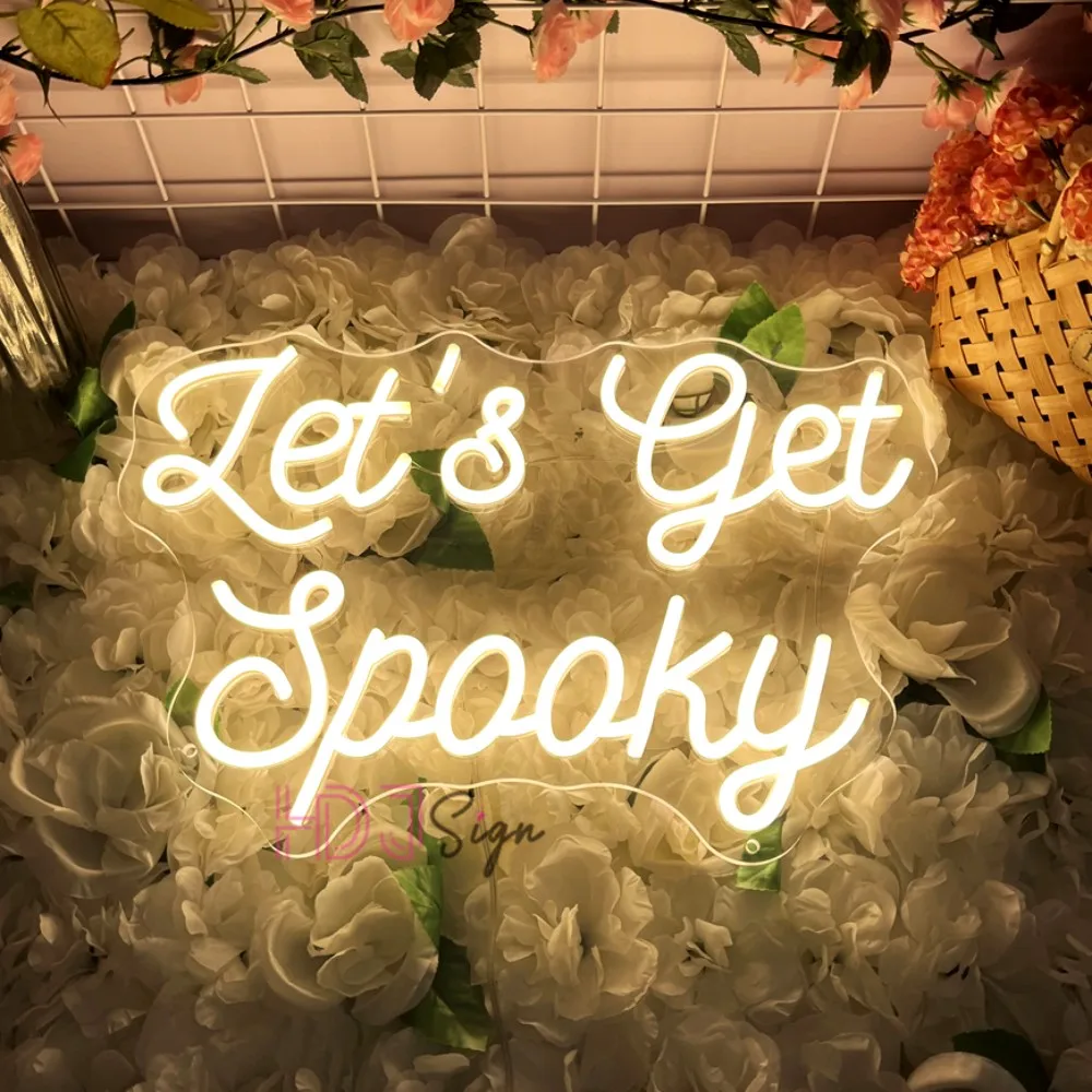 

Давайте получим жутким неоновым знаком, светодиодные светильники с регулируемой яркостью, счастливый Хэллоуин для декора стен, спальни, окна, вечеринки, неоновый свет, подарки на Хэллоуин
