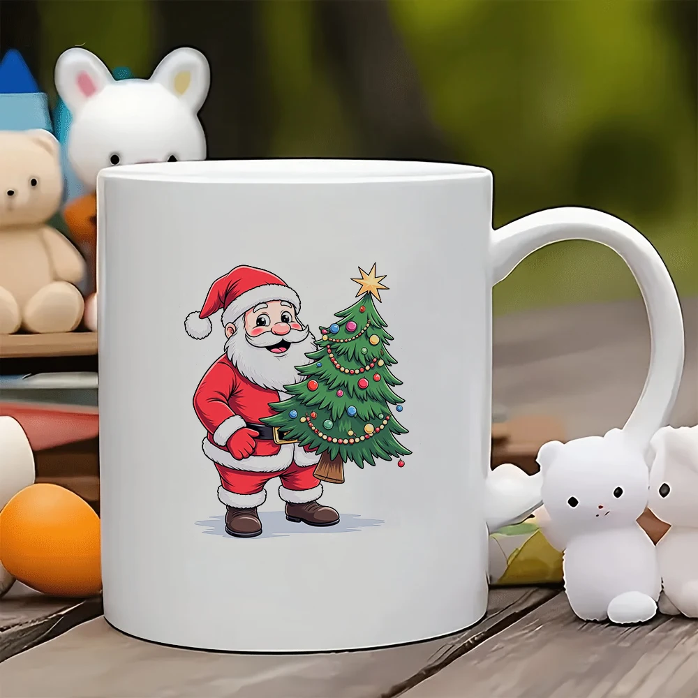 

11oz Santa Claus cartoon mug + Santa Claus cartoon cup Christmas gift kids cup family office coffee mug set
