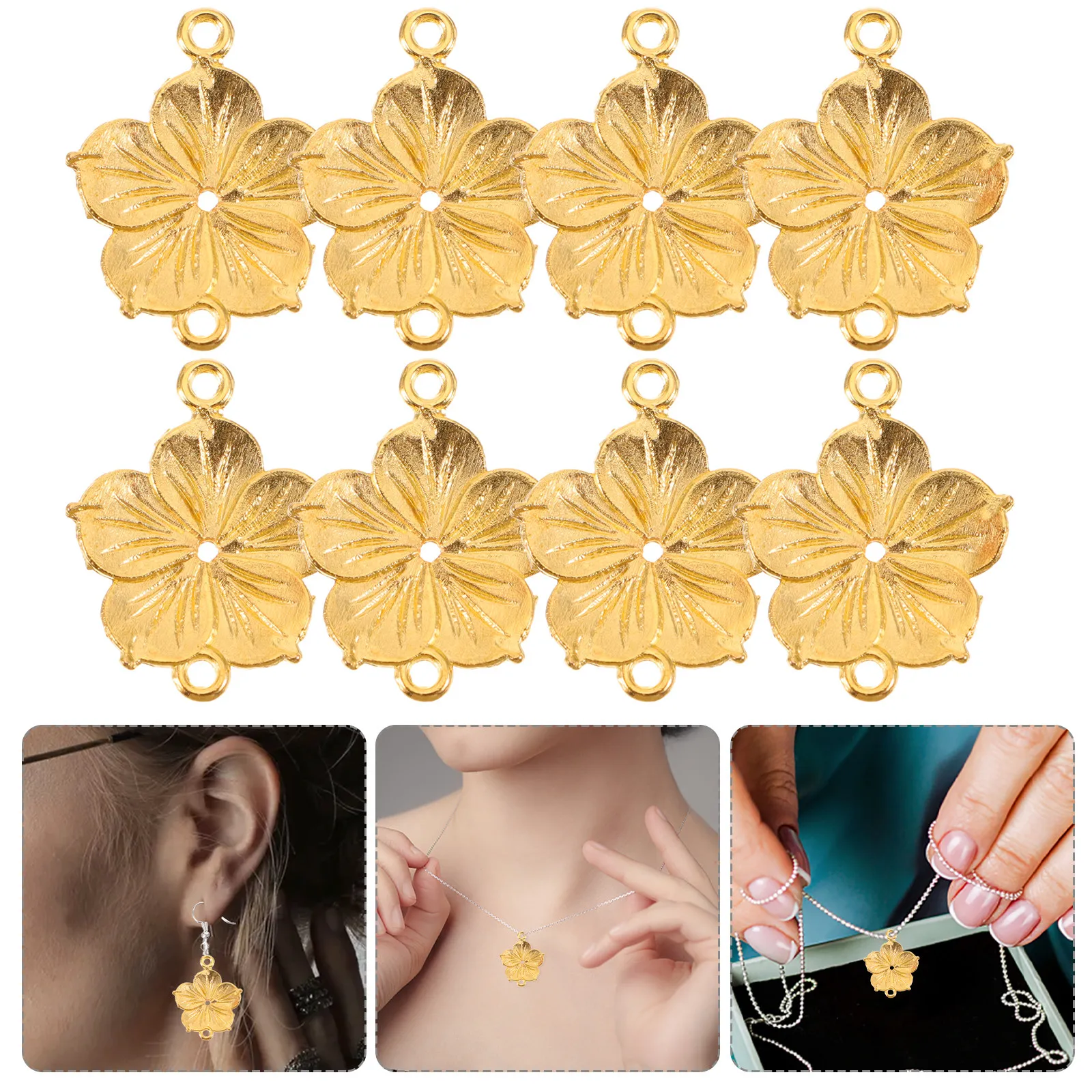 

50Pcs Flower Jewelry Connector Vintage Pendant DIY Making Accessory for Necklace Bracelet Sweater Chain Anklet Decorative