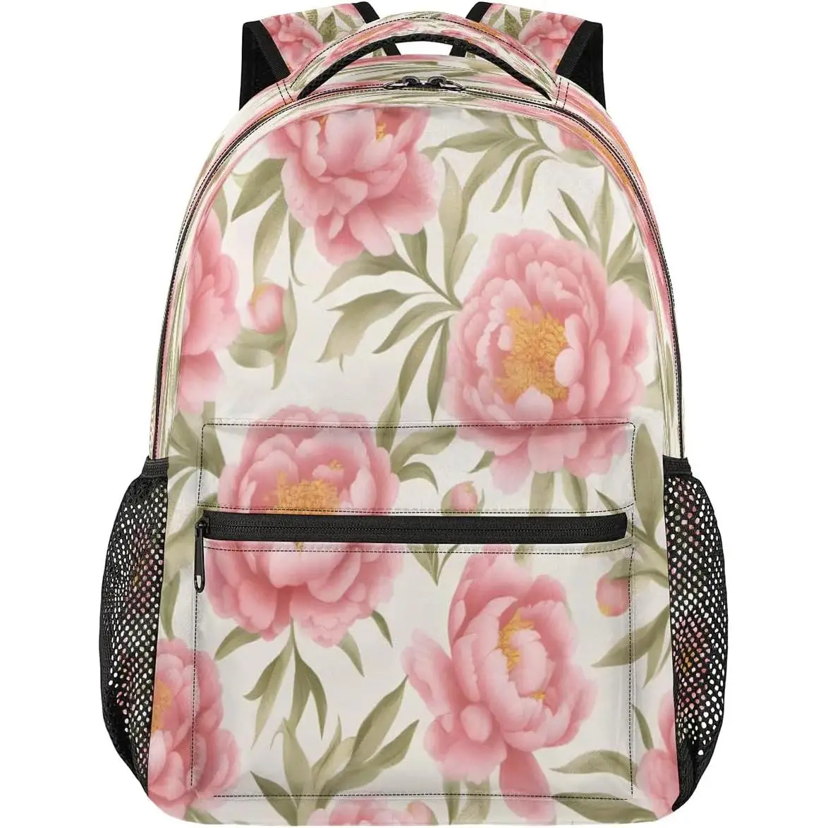 

Backpack Flower Pink Retro Waterproof Lightweight Travel Back Pack Adjustable Casual Rucksack For Men Women Daypack Fits