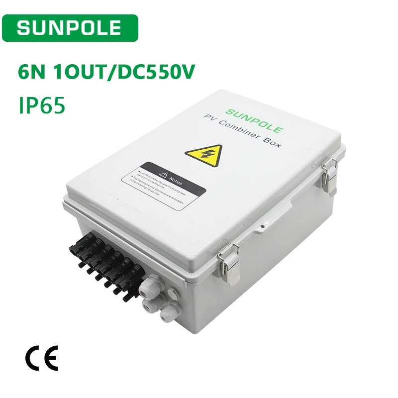 DC550V 6 Input 1 Output Solar photovoltaic PV Combiner Box With Lightning Protection DC Fuse MCB SPD Waterproof Box IP65