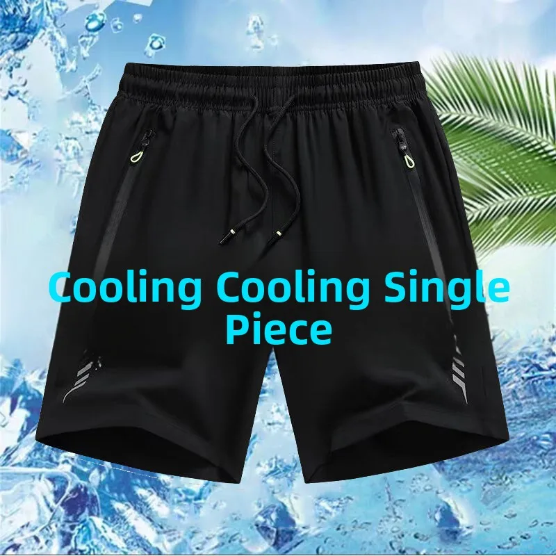 Summer Thin Casual Men's Cooling New Five-Point Loose Quick-Dry Sport Big Size Zipper Shorts Youth Vitality Straight Leg Pants