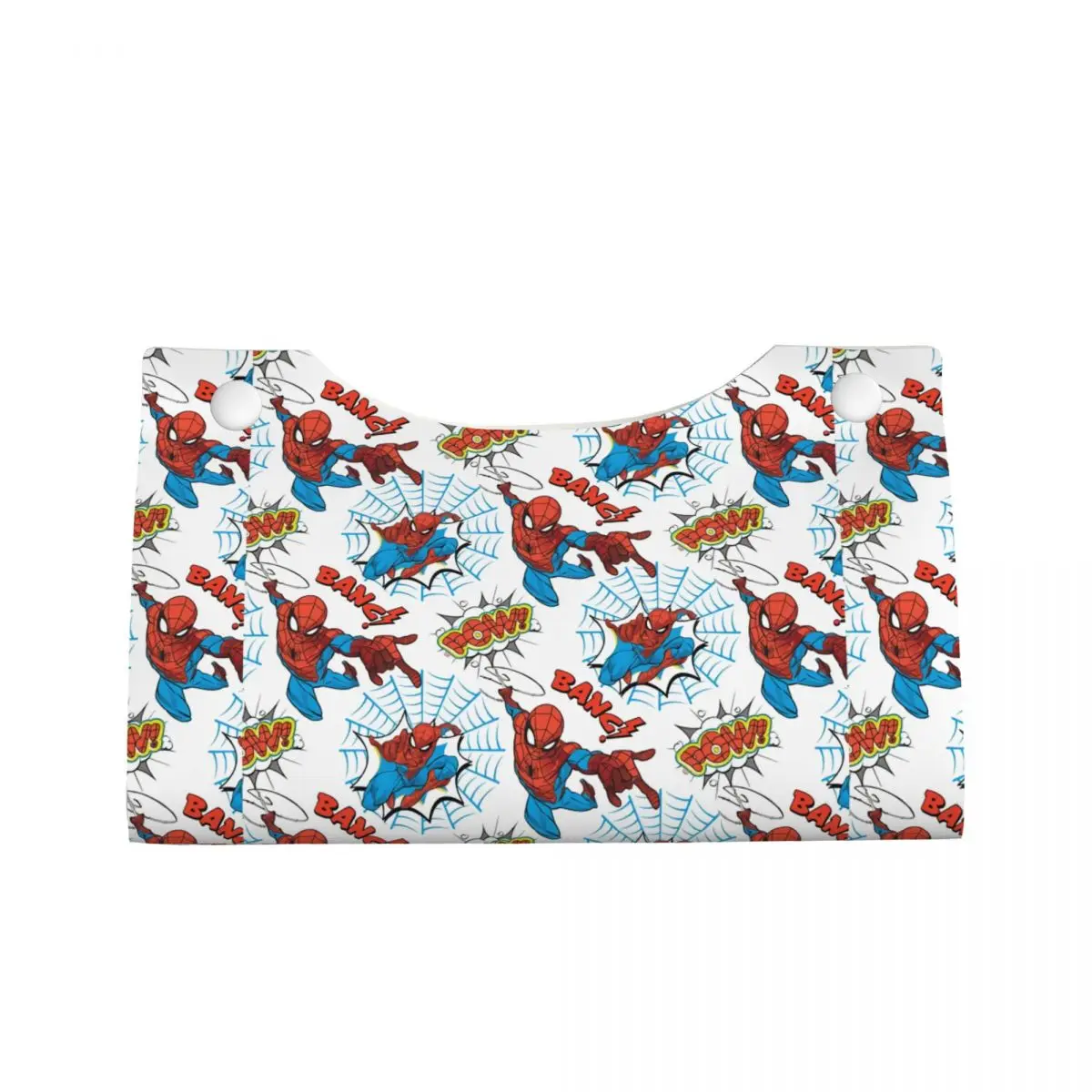 Custom Spider Man Pow Tissue Box Holder Rectangular PU Leather Facial Tissue Box Cover for Car Home